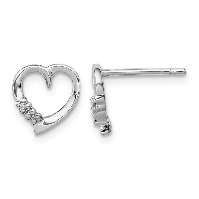Sterling silver diamond heart earrings