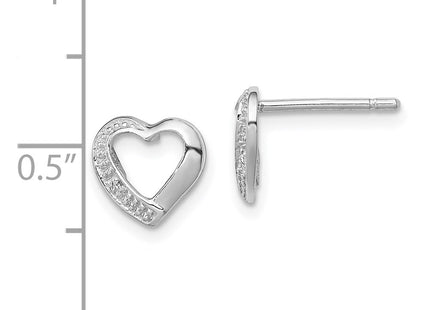 Sterling silver diamond heart earrings, further view