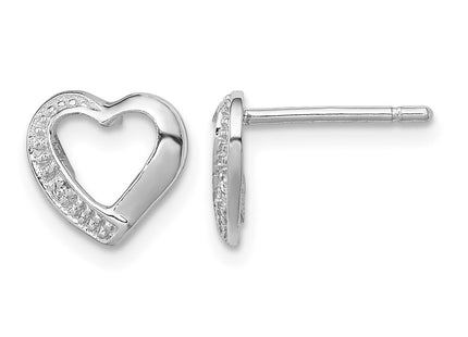 Sterling silver diamond heart earrings