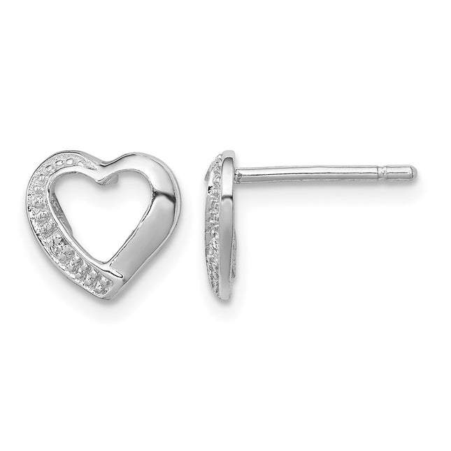 Sterling silver diamond heart earrings