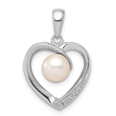 Sterling silver diamond heart pendant