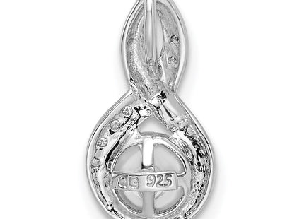 Sterling Silver Rhodium FW Cultured Pearl & Diamond Chain Slide (Style QDX305)