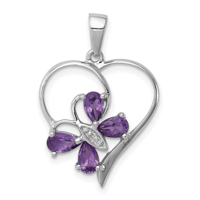 Sterling silver diamond butterfly pendant