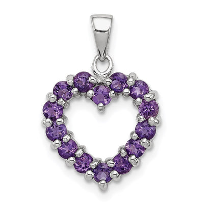 Sterling silver amethyst heart pendant
