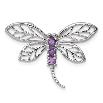 Sterling silver amethyst dragonfly pendant