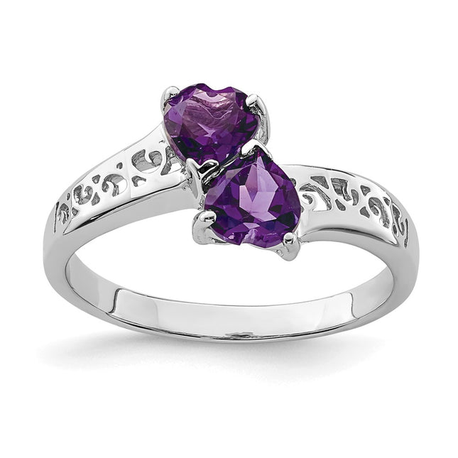 Sterling silver amethyst heart ring