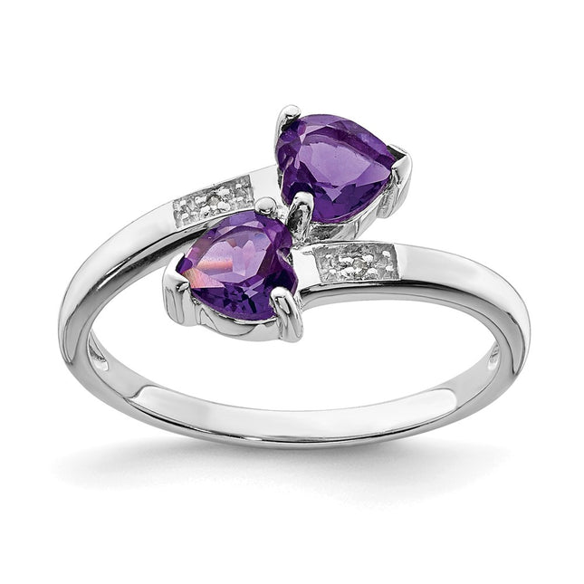 Sterling silver diamond heart ring