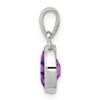 Sterling Silver Rhodium Planted Amethyst Pendant