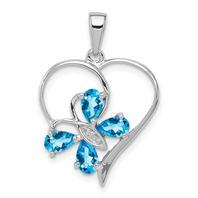 Sterling silver diamond butterfly pendant