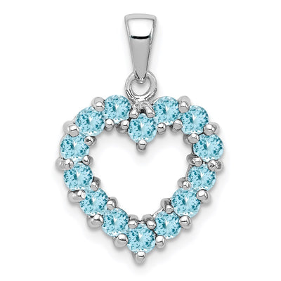 Sterling silver blue topaz heart pendant