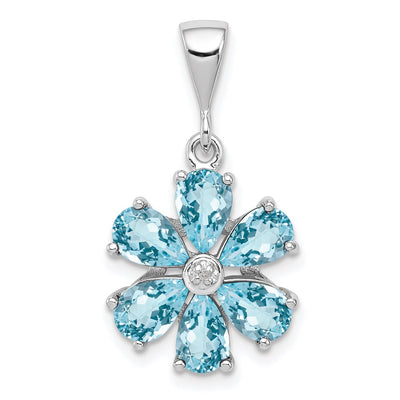Sterling silver diamond flower pendant