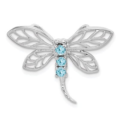 Sterling silver blue topaz dragonfly pendant