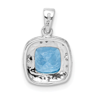 Sterling Silver Rhodium Light Swiss Blue Topaz Pendant, 17 x 11mm