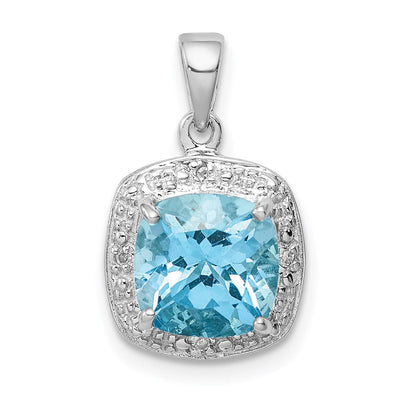 Sterling silver blue topaz pendant
