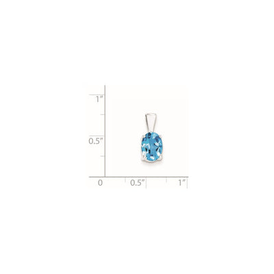 Sterling Silver Rhodium Light Swiss Blue Topaz Pendant, 14 x 6mm