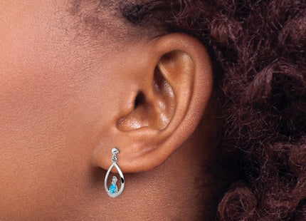 Sterling silver diamond earrings, another view