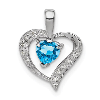 Sterling silver diamond heart pendant