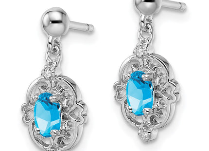 Sterling silver diamond earrings, alternate view
