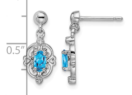 Sterling silver diamond earrings, further view