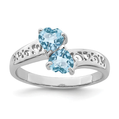 Sterling silver blue topaz heart ring