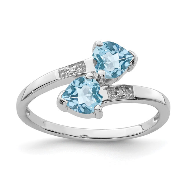 Sterling silver diamond heart ring
