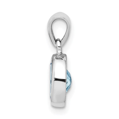 Sterling Silver Rhodium Light Swiss Blue Topaz Pendant, 16 x 8mm