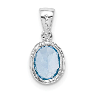 Sterling Silver Rhodium Light Swiss Blue Topaz Pendant, 16 x 8mm
