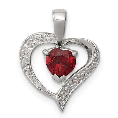 Sterling silver diamond heart pendant