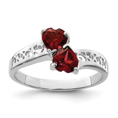 Sterling silver garnet heart ring