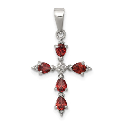 Sterling silver garnet cross pendant