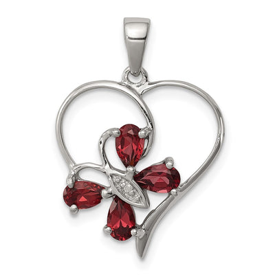 Sterling silver diamond butterfly pendant