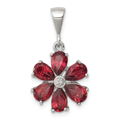 Sterling silver diamond flower pendant