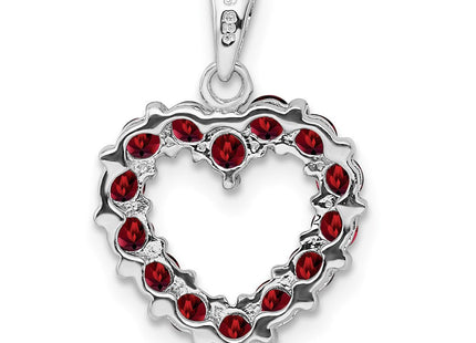 Sterling Silver Rhodium Garnet Pendant (Style QDX628)