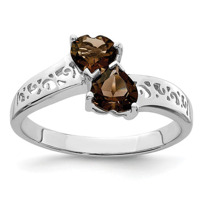 Sterling silver quartz heart ring