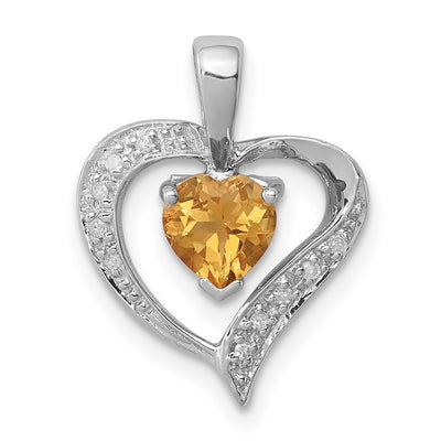 Sterling silver diamond heart pendant