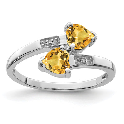 Sterling silver diamond heart ring