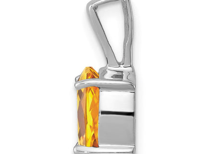 Sterling Silver Rhodium Citrine Pendant (Style QDX742)