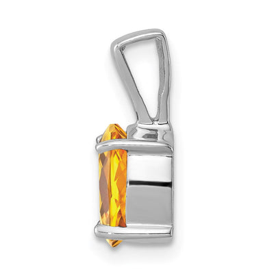 Sterling Silver Rhodium Citrine Pendant, 14 x 6mm