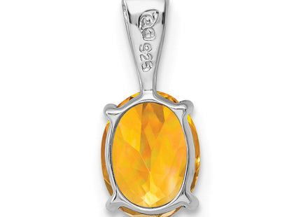 Sterling Silver Rhodium Citrine Pendant (Style QDX742)