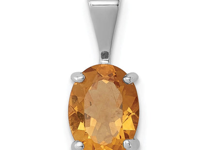 Sterling Silver Rhodium Citrine Pendant (Style QDX742)