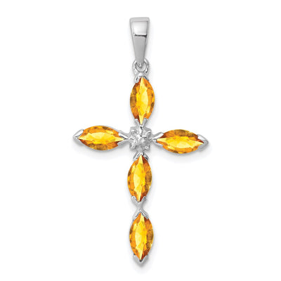 Sterling silver diamond cross pendant