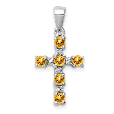 Sterling silver diamond cross pendant