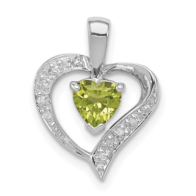 Sterling silver diamond heart pendant