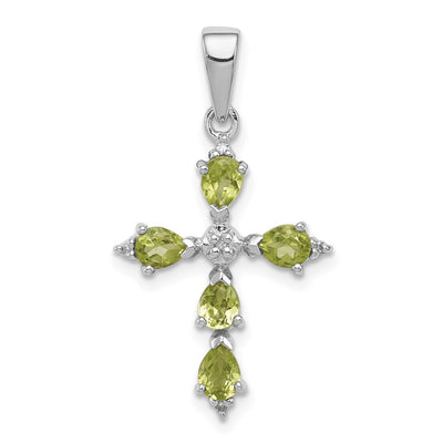 Sterling silver peridot cross pendant