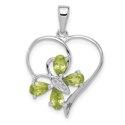 Sterling silver diamond butterfly pendant