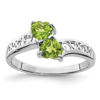 Sterling silver peridot heart ring