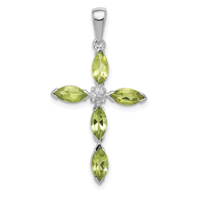 Sterling silver diamond cross pendant