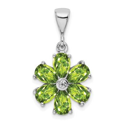 Sterling silver diamond flower pendant