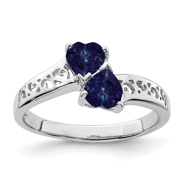Sterling silver sapphire heart ring