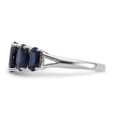 Sterling Silver Rhodium-plated Lab Created Sapphire Ring